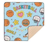 Basketball Shoes Blue Pattern Large Stylish Foldable Baby Play mat for Floor Water Resistant foldablummy Time Mat for Babies Infants Toddlers, 50'' x 50''tapete Piano para Bebes