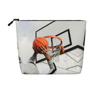 Basketball Shot Fake Hemp Makeup Bag Large Capacity, Travel Toiletry Bag Water Resistant Pouch for Women