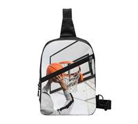 Basketball Shot Foldable Sport Sling Bag,Lightweight Crossbody Chest Pack with Multiple Pockets,Water-Resistant Polyester Fabric,Compact Travel Daypack