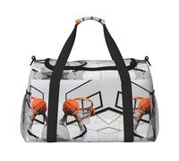 Basketball Shot Full Print Travel Duffle Bag with Adjustable Shoulder Strap,Large Capacity Twill Polyester Crossbody Bag for Gym,Weekend Trips Outdoor Activities