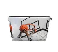 Basketball Shot Leather Travel Cosmetic Bag Portable Toiletry Bag Organizer Bag Travel Makeup Bag for Women/Men