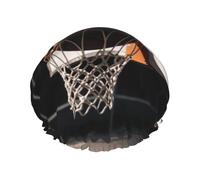 Basketball Shot Printed Double-Layer Waterproof Shower Cap - Reusable Spa & Face Mask Bathing Hat for Travel, Home Care & Beauty Routine