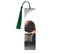 Basketball Shot Printed Metal Bookmarks M - Dark Green Lightweight Aluminium Book Marker for Books, Journals & Gifts, Ideal Book Lovers, Holiday Decor & Crafts