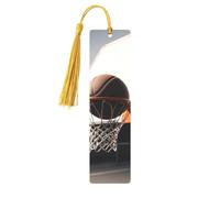 Basketball Shot Printed Metal Bookmarks M - Gold Lightweight Aluminium Book Marker for Books, Journals & Gifts, Ideal Book Lovers, Holiday Decor & Crafts