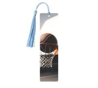 Basketball Shot Printed Metal Bookmarks M - Sky Blue Lightweight Aluminium Book Marker for Books, Journals & Gifts, Ideal Book Lovers, Holiday Decor & Crafts