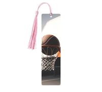 Basketball Shot Printed Metal Bookmarks S - Pink Lightweight Aluminium Book Marker for Books, Journals & Gifts, Ideal Book Lovers, Holiday Decor & Crafts