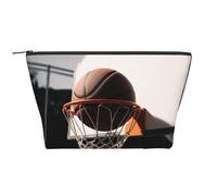 Basketball Shot Printing Trapezoid Makeup Bag for Women Girl Large Capacity Portable Travel Cosmetic Bag Makeup Pouch Organizer