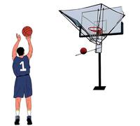 Basketball Shot Return NET Apparatus with 180° Rotating Chute, Suspended Portable Shooting Basketball Rebounder Device