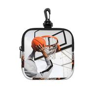 Basketball Shot Square Zipper Pouch with All-Over Print,Waterproof Small Organizer Bag, Lightweight Durable for Coins,Cards, Keys for Travel Daily Use