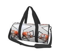Basketball Shot Travel Duffel Bag for Women Men,Print Polyester Tote Round Luggage Bag with Shoulder Strap
