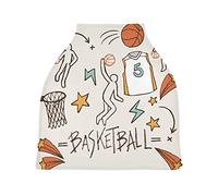 Basketball Simple Art Stretchy Baby Car Seat Cover,Canopy Nursing Covers,Soft Breathable Windproof Scarf Changepad for Winter Infant Breastfeeding Boys