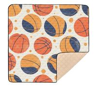 Basketball Simple Pattern Soft Padded Baby Floor Play mat for Indoor Outdoor Washable Foldable Baby Play Tummy Time Mat for Baby Kids Toddlers Infants, 50'' x 50''alfombras con Musica para
