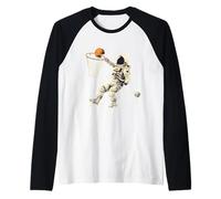 Basketball Slam Dunk Astronaut Basketball Player Drawing Raglan Baseball Tee