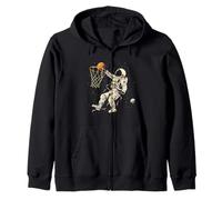 Basketball Slam Dunk Astronaut Basketball Player Drawing Zip Hoodie