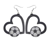 basketball soccer tennis volleyball baseball softball rugby earrings for women girls party decorations for mom wife, S, Wood, No Gemstone