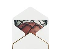 Basketball Sport Printed Pearl Paper Greeting Card, White - Folded Blank Cards with Gold Trim for Weddings, Birthdays, Christmas