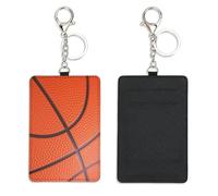 Basketball Sports Access Card Holder with Key Ring Bus Pass Holder for Men Women with 2 Card Slots Slim Wallet for Nurse Teacher Student Meal Bank Credit Cards Daily Use Nurse Accessories