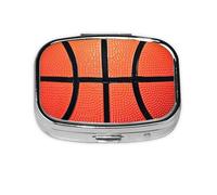 Basketball Texture Pattern Pill Case Pill Box Travel Pill Organizer Small Square Medicine Box for Purse & Pocket Gifts