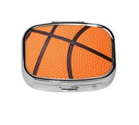 Basketball Texture Sport Pattern Pill Case Pill Box Travel Pill Organizer Small Square Medicine Box for Purse & Pocket Gifts