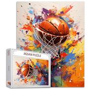 Basketball Theme 1000 Piece Jigsaw Puzzle for Adults - Graffiti Style Slam Dunk Boy & Man Challenging Puzzle Perfect for Game Nights