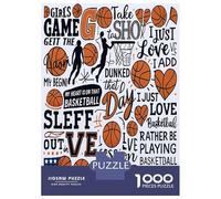 Basketball Theme Jigsaw Puzzle for Adults 1000 Piece Jigsaw Puzzle English Illustration Puzzle Game for Family Focus and Relax Home Decor Gift 38x26cm/1000pcs