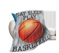 Basketball Throw Blanket Soft Cozy Eat Sleep Play Basketball Blanket Lightweight Flannel Fleece Fuzzy Sport Themed Blankets Gifts Stuff Decor for Sport Fans Teens Boys Girls Adults 50"X40"
