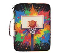 Basketball Tie Dye File Folder Expandable Includes Zip Pocket 3 Ringing 1.5 inch Binder with Zipper with Zipper Closure for Document Storage