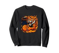 Basketball Tiger Slam Dunk Flame Graphic Sweatshirt