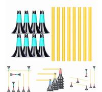 Basketball Training Cones and Agility Poles Set, 8pcs Cones with Anti-Slip Silicone Sleeve & 8pcs 19.7" Poles, Heavy Duty Soccer Training Equipment for Dribbling Drills and Speed Hurdles (Green)