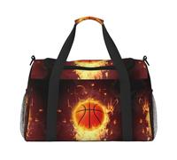 Basketball Travel Duffel Bag for Women Men,Print Polyester Tote Hand Luggage Bag with Shoulder Strap