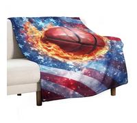 Basketball U.S. Flag 280GSM Cozy Bed Throw Lightweight Flannel Knee Blanket for Sofa Couch Travel Napping