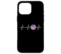 Basketball USA Flag Heartbeat Ball PatrioticQ EKG Pulse Line Case for iPhone 16 Pro Max
