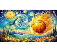 Basketball-vs-Volleyball-Confrontation-in-Fire-and-Water 1000 Pieces Jigsaw Puzzle Impossible Hard Difficult Educational Games Great Gift Idea for Adults and Kids Age 12 Years Up 38x52/1000pcs