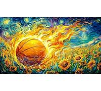Basketball-vs-Volleyball-Confrontation-in-Fire-and-Water 1000 Pieces Jigsaw Puzzle Impossible Hard Difficult Educational Games Great Gift Idea for Adults and Kids Age 12 Years Up 38x26/1000pcs