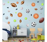 Basketball Wall Stickers for Boys Bedroom: Football Baseball Soccer Softball Volleyball Sports Wall Decals - Baby Kids Nursery Playroom Classroom Daycare Peel and Stick