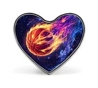 Basketball with Flame Fire Cute Brooch Badge Heart Shape Pin Hat Clothing Jewelry Accessories Gifts for Wedding Party