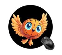 Basketball with Wings Round Mouse Pad with Non-Slip Rubber Waterproof Mousepads for Laptop Games Homework And Office
