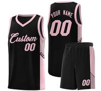 Basketballjersey Sport Custom Solid Color Basketball Jersey Casual Jerseys Kit Sleeveless Shirts and Shorts Sets Breathable Sportwear College Training Outfit Active Suits A03 Black