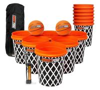 BasketPong Giant Yard Pong X Basket Ball Game with Durable Balls and Buckets, Outdoor Game for Lawn, Backyard and Beach, Set Includes 12 Buckets, 2 Basket Balls, Carrying Bag and Air Pump