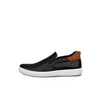 ECCO Men's Soft 7 Easy Slip on Sneaker, Black/Cognac, 6/6.5 UK