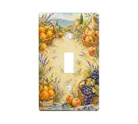 Baskets Kitchen Single Light Switch Cover Plate, Provence Rustic Lavender Peaches Summer Yellow Plastic Standard Size Toggle Light Switch Cover for Home Living Room New Apartment Decor (Single)