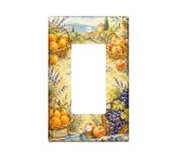 Baskets Kitchen Single Rocker Light Switch Cover, Provence Rustic Lavender Peaches Summer Yellow Plastic Standard Size Decorative Wall Plates for Home Living Room New Apartment Decor