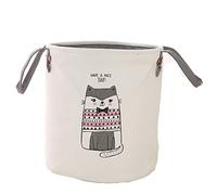 Baskets Storage, Morbuy Christmas Gift Organizer Bin-Collapsible Hamper Original Linen and Fabric Diaper Boxes Holders Water-Proof Small with Handle for Organizing Toys Blankets Laundry (Pink Kitten)