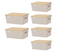 Baskets with Lid for Organization, Lid Storage Box | 6 Units Stackable Container Organizers with Lid Kitchen Closet Office Classroom Office Tag