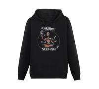 BASLIL TOAST brunch Men Long Sleeve Printed Hoodies Selfish Self-Ish Will Wood Hoody Sweatershirt Black M