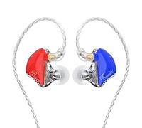 BASN in-Ear Monitors, Bmaster Triple Driver HiFi Stereo Noise-Isolating IEM Headphones with Enhanced Bass for Drummers Musicians (PRO Red/Blue)