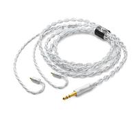 BASN Replacement IEM Cable, 1.5m Long Silver Plated Earbud Cord, 3.5mm Plug for in-Ear Monitors Headphones with MMCX Connector (UC100, White)