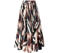 Basoteeuo Womens Skirt Leopard Print Midi Long Shirring Pleated Skirts High Waisted A Line Skirts, A-floral-bz07, M