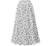 Basoteeuo Womens Skirt Leopard Print Midi Long Shirring Pleated Skirts High Waisted A Line Skirts, A-Leopard White, XL