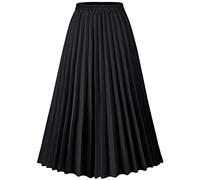 Basoteeuo Womens Skirt Leopard Print Midi Long Shirring Pleated Skirts High Waisted A Line Skirts, Black, XL